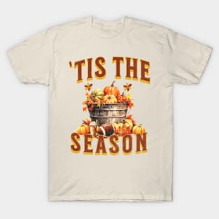 Tis The Season Football Latte Pumpkin Halloween Fall Season T-Shirt